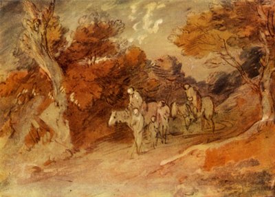 Figuras y caballos en un camino rural, mediados-finales del siglo XVIII de Thomas Gainsborough