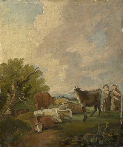 Figuras y ganado en un paisaje de Thomas Gainsborough