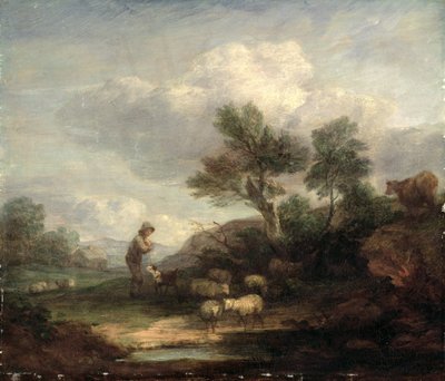 Paisaje con ovejas (óleo sobre lienzo) de Thomas Gainsborough