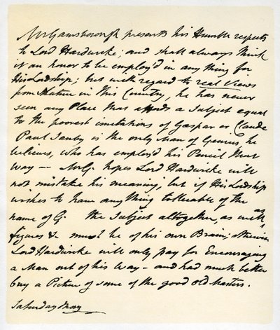 Carta de Thomas Gainsborough a Lord Hardwicke, c. 1760-1770 de Thomas Gainsborough