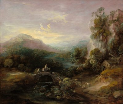 Paisaje montañoso con puente de Thomas Gainsborough
