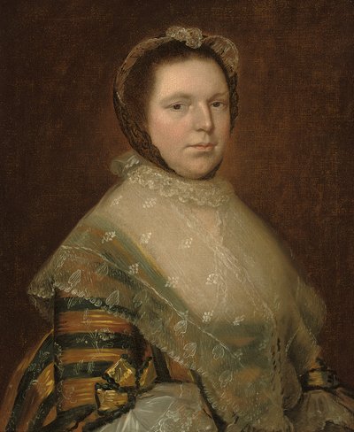 Retrato de Elizabeth Prowse, medio cuerpo, con un vestido azul y dorado de Thomas Gainsborough
