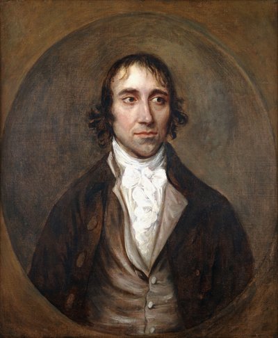 Retrato de John Gainsborough, el hermano del artista, busto, con una chaqueta y chaleco marrones y una corbata blanca de Thomas Gainsborough