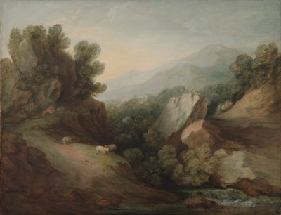Rocky, Wooded Landscape with a Dell and Weir de Thomas Gainsborough