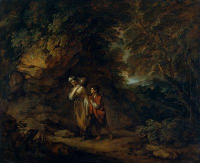 Paisaje rocoso con Agar e Ismael, c. 1788 de Thomas Gainsborough