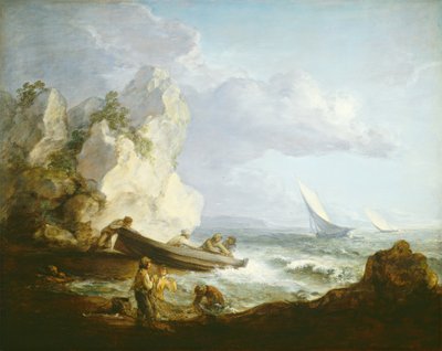 Orilla del mar con pescadores, c. 1781-82 (óleo sobre lienzo) de Thomas Gainsborough