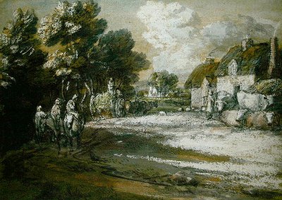 Viajeros pasando por un pueblo de Thomas Gainsborough