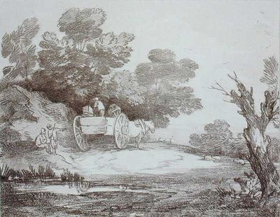 Paisaje boscoso, carro de campo y figuras de Thomas Gainsborough