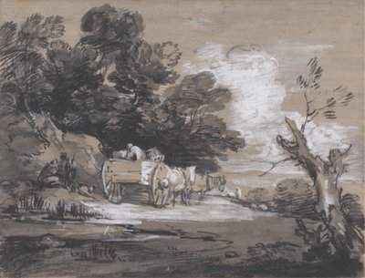 Paisaje arbolado con carro de campo y figuras de Thomas Gainsborough