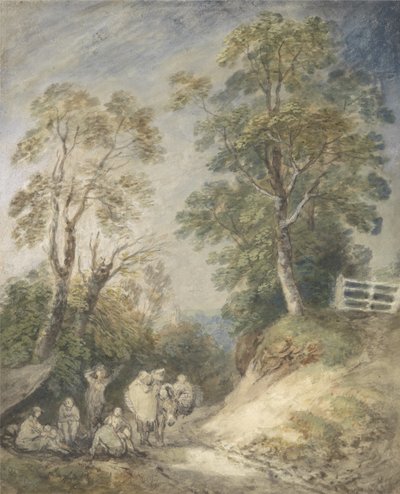 Paisaje boscoso con campamento gitano, c.1760-65 de Thomas Gainsborough