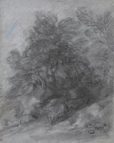 Paisaje boscoso con pastor, vacas y cabaña de Thomas Gainsborough
