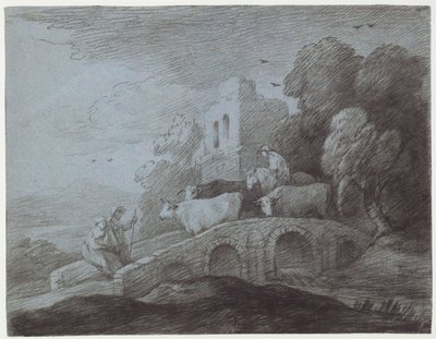 Paisaje Boscoso con Pastor Conduciendo Ganado de Thomas Gainsborough