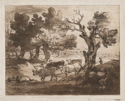 Wooded Landscape with Herdsman and Cows de Thomas Gainsborough