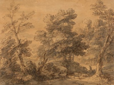 Paisaje boscoso con pastor y ovejas de Thomas Gainsborough