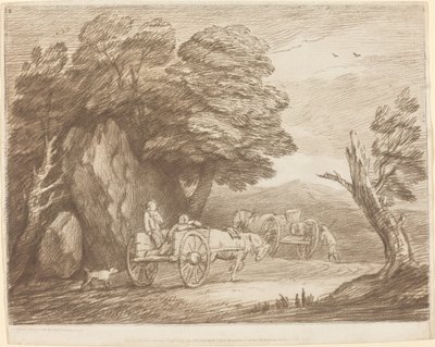 Paisaje boscoso con dos carros de campo y figuras de Thomas Gainsborough
