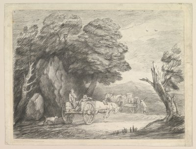Paisaje boscoso con dos carros de campo y figuras de Thomas Gainsborough