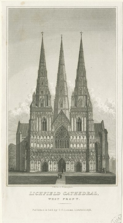 Catedral de Lichfield - Fachada Oeste, c. 1833 de Thomas George Lomax