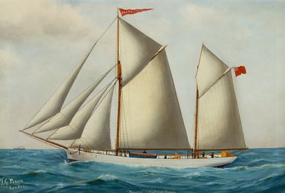 La goleta de proa y popa Grovehill a toda vela (óleo sobre lienzo) de Thomas George Purvis