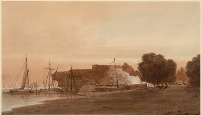 Un astillero en la desembocadura de un estuario de Thomas Girtin