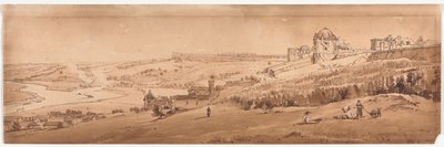 Una selección de veinte de las vistas más pintorescas de París: Vista desde la terraza del palacio en St. Germain-en-Laye, el acueducto de Marli visto a lo lejos de Thomas Girtin