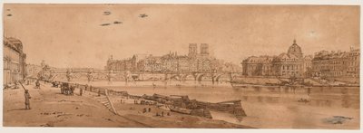 Una selección de veinte de las vistas más pintorescas de París: Vista del Pont Neuf, parte del Louvre, Notre Dame y el Colegio de las Cuatro Naciones de Thomas Girtin