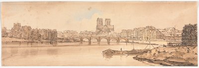 Vista del Puente de la Tournelle y Notre Dame tomada desde el Arsenal de Thomas Girtin