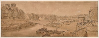 Una Selección de Veinte de las Vistas Más Pintorescas en París: Vista de la Ciudad con el Louvre tomada desde el Pont Marie de Thomas Girtin