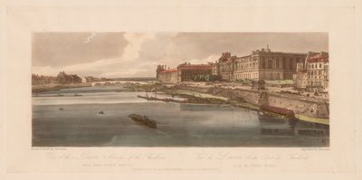 Una selección de veinte de las vistas más pintorescas de París: vista del Louvre y el puente de las Thuilleries tomadas desde Pont Neuf de Thomas Girtin