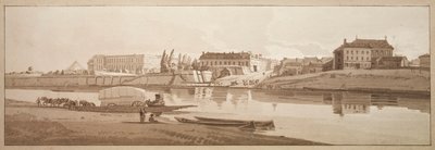 Una selección de veinte de las vistas más pintorescas de París: Vista del Palacio y Pueblo de Choisi a orillas del Sena de Thomas Girtin