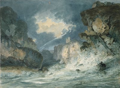 Castillo de Dunstanburgh, Northumberland, en una tormenta de Thomas Girtin