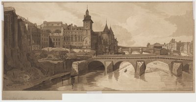 Selección de Veinte de las Vistas Más Pintorescas de París: Vista del Pont au Change, 1802 de Thomas Girtin