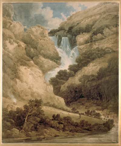 La garganta de Wathenlath con las cataratas de Lodore, Derwentwater, c1801 de Thomas Girtin