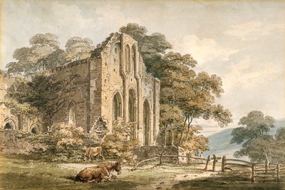 Abadía de Valle Crucis, Denbighshire, Gales del Norte (acuarela sobre lápiz sobre papel blanco) de Thomas Girtin