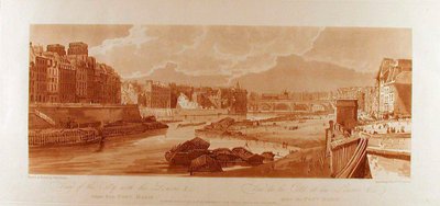 Vista de la ciudad con el Louvre, etc., tomada desde el Pont-Marie de Thomas Girtin