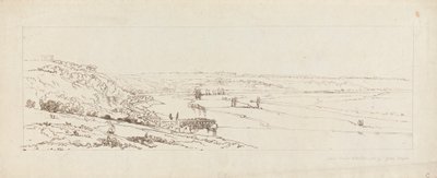 Vista de las obras hidráulicas de Marly y St. Germain-en-Laye a lo lejos. de Thomas Girtin
