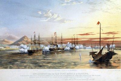 El ataque naval contra los rebeldes Taiping, en Nanjing de Thomas Goldsworth (after) Dutton