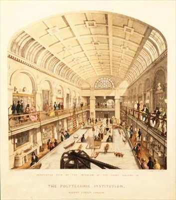 Vista interior de la Gran Galería en la Institución Politécnica, Regent Street, c.1838 de Thomas Goldsworth Dutton
