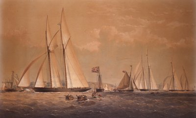 El Cambria ganando la carrera de yates angloamericana, 1868 de Thomas Goldsworth Dutton