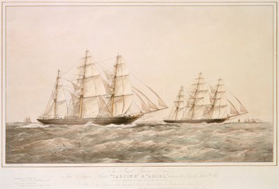 La Gran Regata de China: los barcos Clipper "Taeping" y "Ariel" pasan por Lizard el 6 de septiembre de 1866 en su viaje de regreso desde Foo-Chow-Foo. de Thomas Goldsworth Dutton
