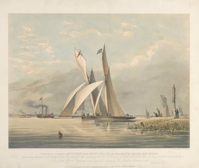 Los yates de hierro Mystery y Blue Belle en el Match navegado el 23 de mayo de 1843 de Thomas Goldsworth Dutton