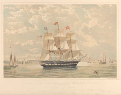 The New York and London Packet ship Victoria (entrando en el puerto de Nueva York), c.1839-44 (litografía, coloreada) de Thomas Goldsworth Dutton