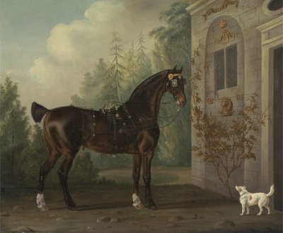 Caballo de carruaje oscuro de Lord Abergavenny con un terrier de Thomas Gooch