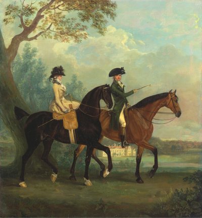 Marcia Pitt y su hermano George Pitt, más tarde segundo barón Rivers, cabalgando en el parque de Stratfield Saye House, Hampshire de Thomas Gooch