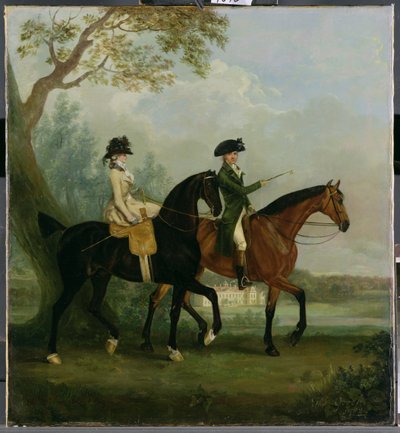 La Hon. Marcia Pitt montando con su hermano, el Hon. George Pitt (luego 2º Lord Rivers) en el parque de Stratfield Saye House, 1782 de Thomas Gooch