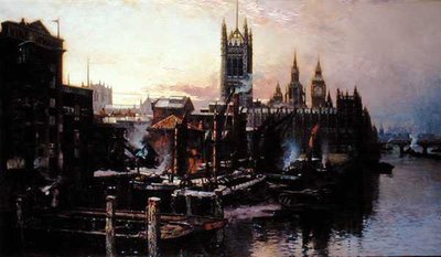 Vista de las Casas del Parlamento desde el río Támesis, Londres de Thomas Greenhalgh