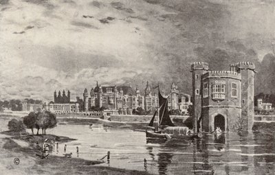 Hampton Court en tiempos de Carlos I (litografía) de Thomas Hamilton Crawford