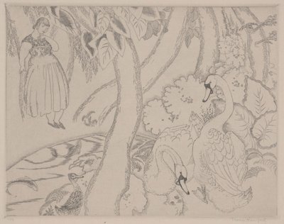 Leda, c.1928 (grabado) de Thomas Handforth