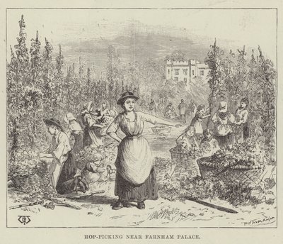 Recolección de lúpulo cerca del Palacio de Farnham de Thomas Harrington Wilson