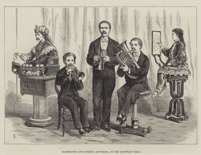 Automatas de Maskelyne y Cooke en el Salón Egipcio de Thomas Harrington Wilson