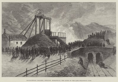Mina de Mauricewood, Penicuik, Midlothian, la escena del reciente incendio desastroso de Thomas Harrington Wilson